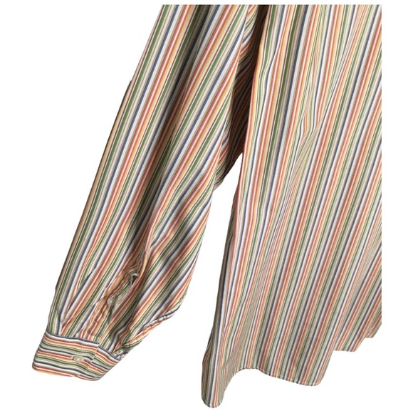 Alan Flusser Men’s Button Down Striped Cotton Long Sleeve Pocket L - Picture 5 of 8